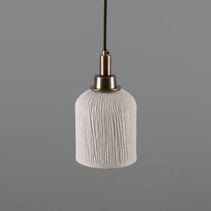 Osier Organic Ceramic Bathroom Pendant Light 11.5cm, Matte White Striped IP44 - View 8