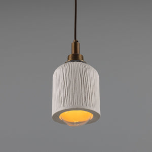 Osier Organic Ceramic Bathroom Pendant Light 11.5cm, Matte White Striped IP44 - View 9