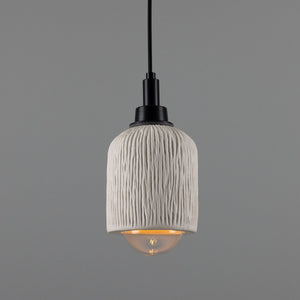 Osier Organic Ceramic Bathroom Pendant Light 11.5cm, Matte White Striped IP44 - View 13