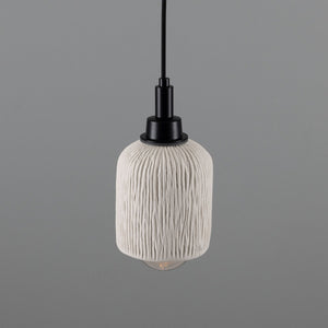 Osier Organic Ceramic Bathroom Pendant Light 11.5cm, Matte White Striped IP44 - View 14