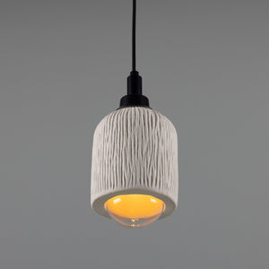 Osier Organic Ceramic Bathroom Pendant Light 11.5cm, Matte White Striped IP44 - View 15