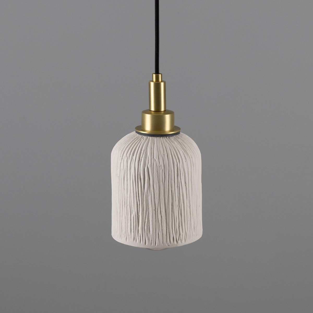 Osier Organic Ceramic Bathroom Pendant Light 11.5cm, Matte White Striped IP44 - View 2