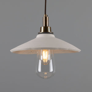 Pyrus Organic Ceramic Bathroom Pendant Light 28cm, Matte White Striped IP44 - View 7