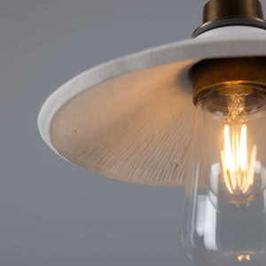 Pyrus Organic Ceramic Bathroom Pendant Light 28cm, Matte White Striped IP44 - View 10