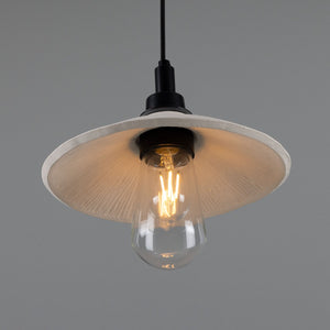 Pyrus Organic Ceramic Bathroom Pendant Light 28cm, Matte White Striped IP44 - View 3