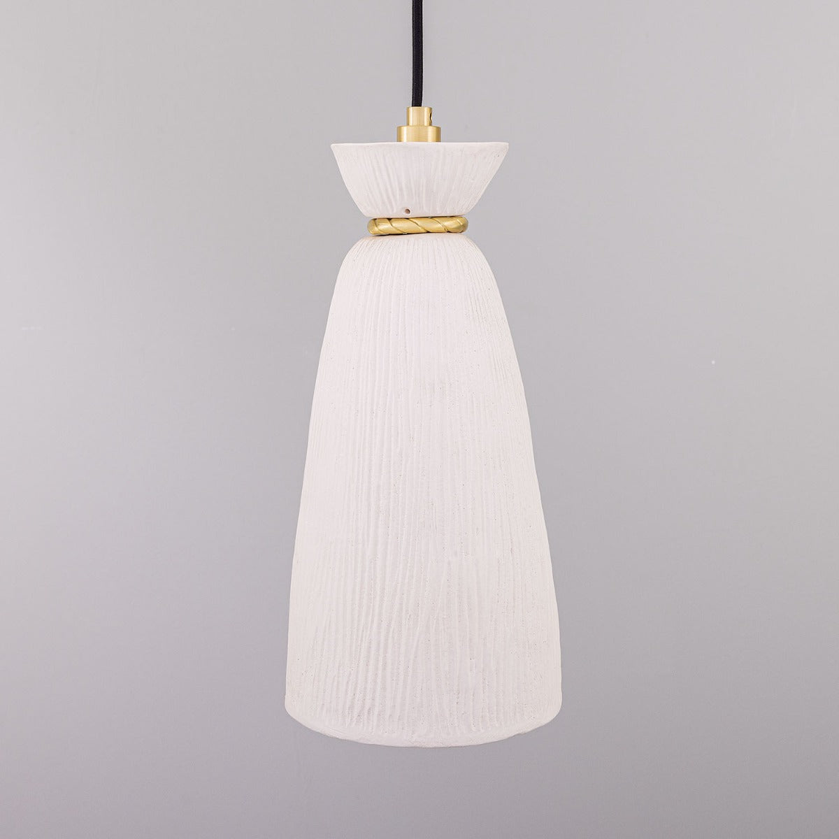 Parva Ceramic Bathroom Pendant Light 14cm, Matte White Striped IP44 - View 2