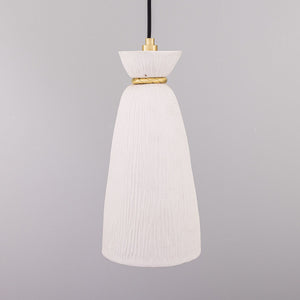 Parva Ceramic Bathroom Pendant Light 14cm, Matte White Striped IP44 - View 2