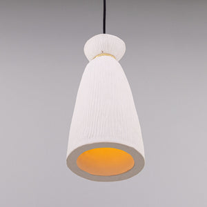 Parva Ceramic Bathroom Pendant Light 14cm, Matte White Striped IP44 - View 4