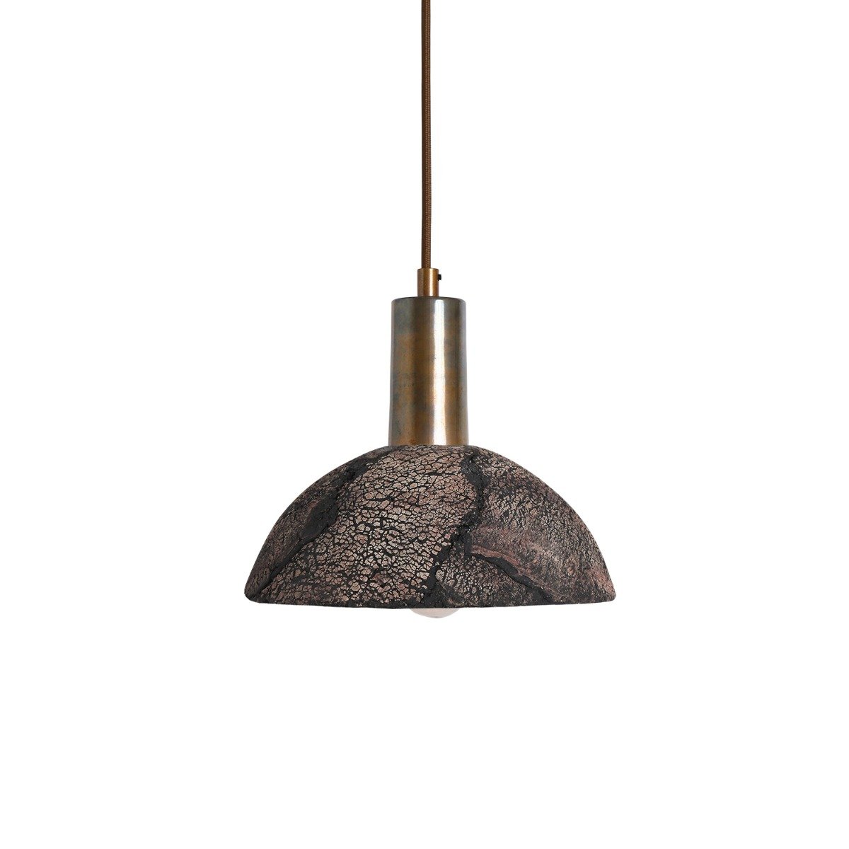 Kauri Organic Ceramic Dome Pendant Light 20cm, Black Clay - View 1