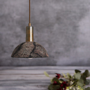 Kauri Organic Ceramic Dome Pendant Light 20cm, Black Clay - View 2
