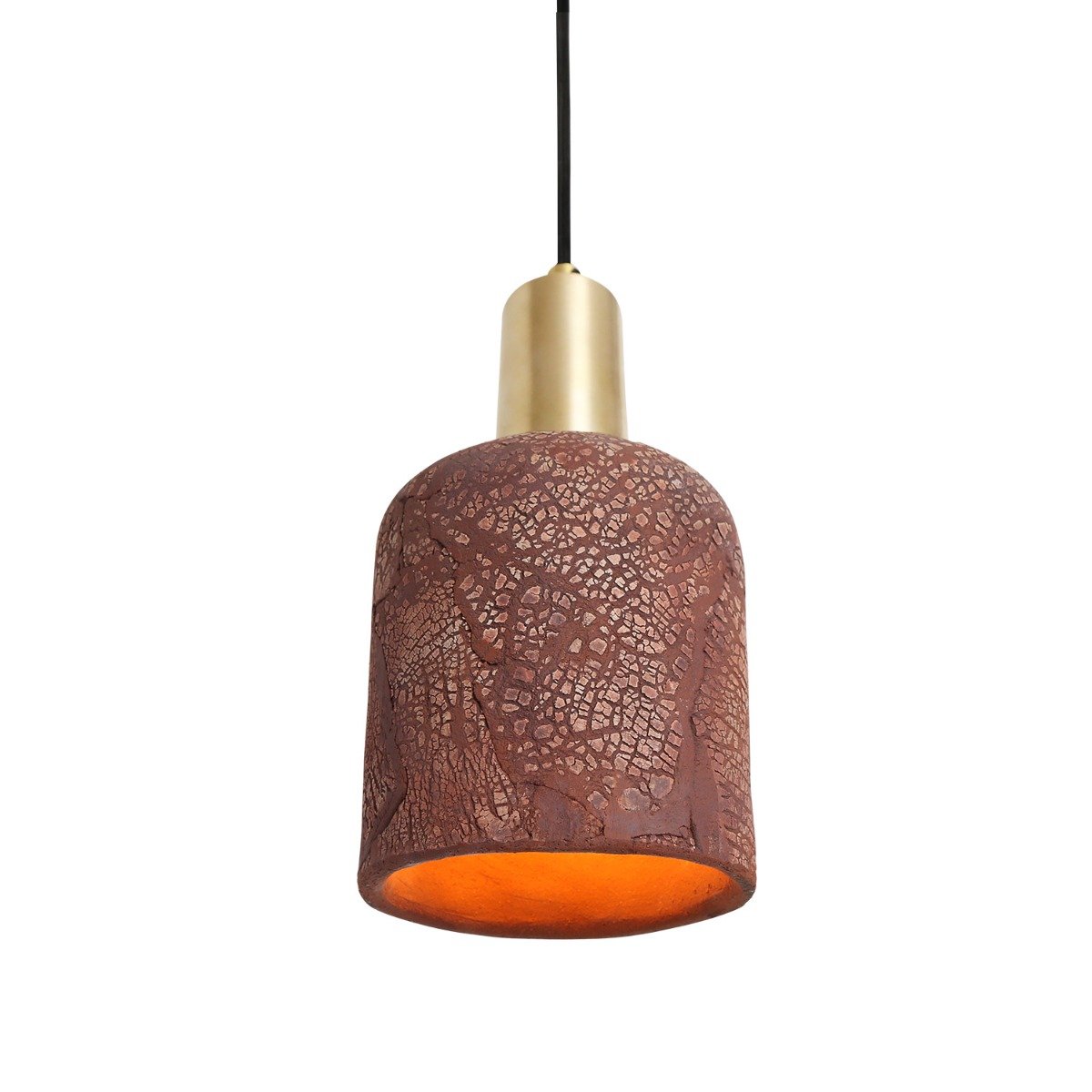 Osier Organic Ceramic Pendant Light 11.5cm, Red Iron - View 12
