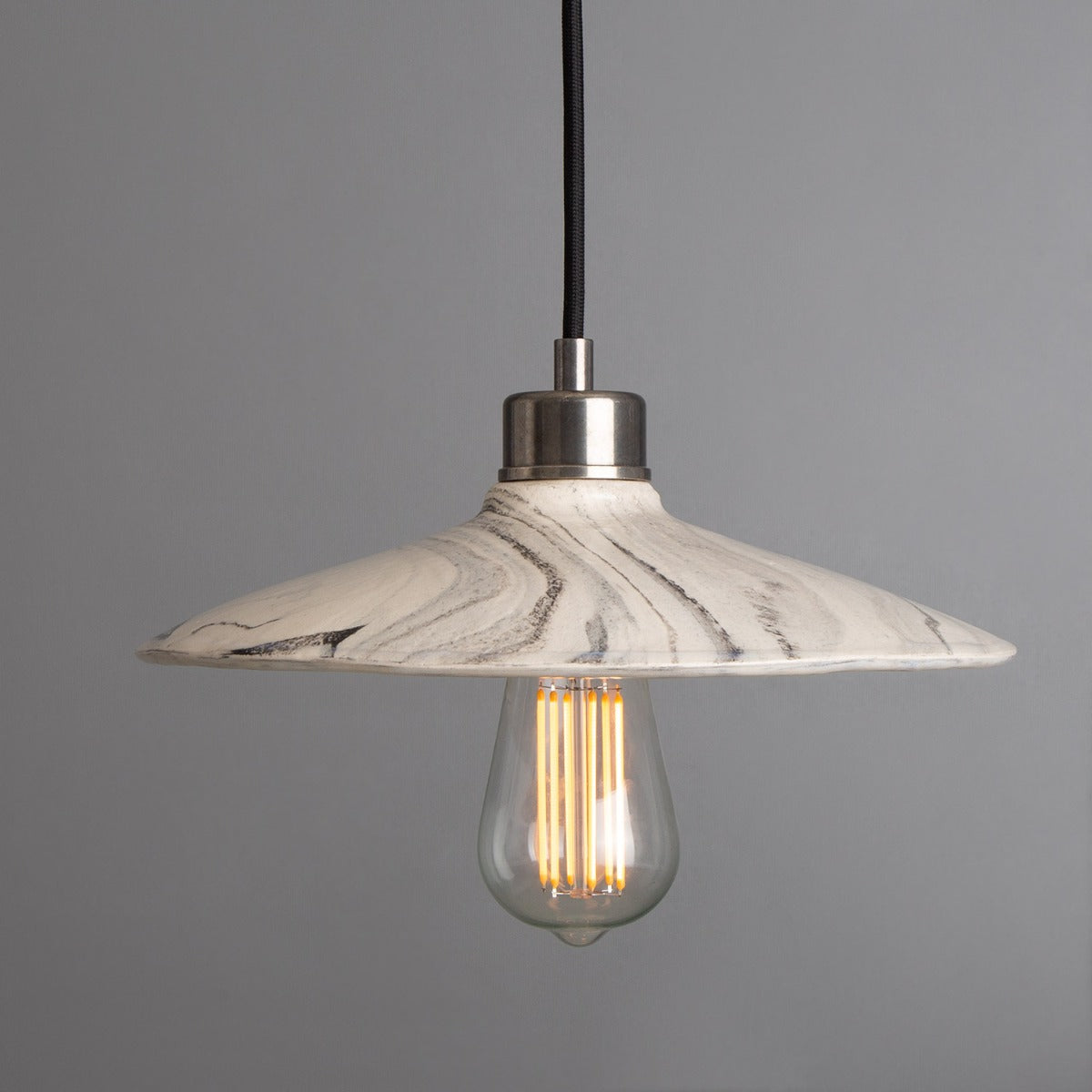 Pyrus Marbled Ceramic Pendant Light 28cm - View 1