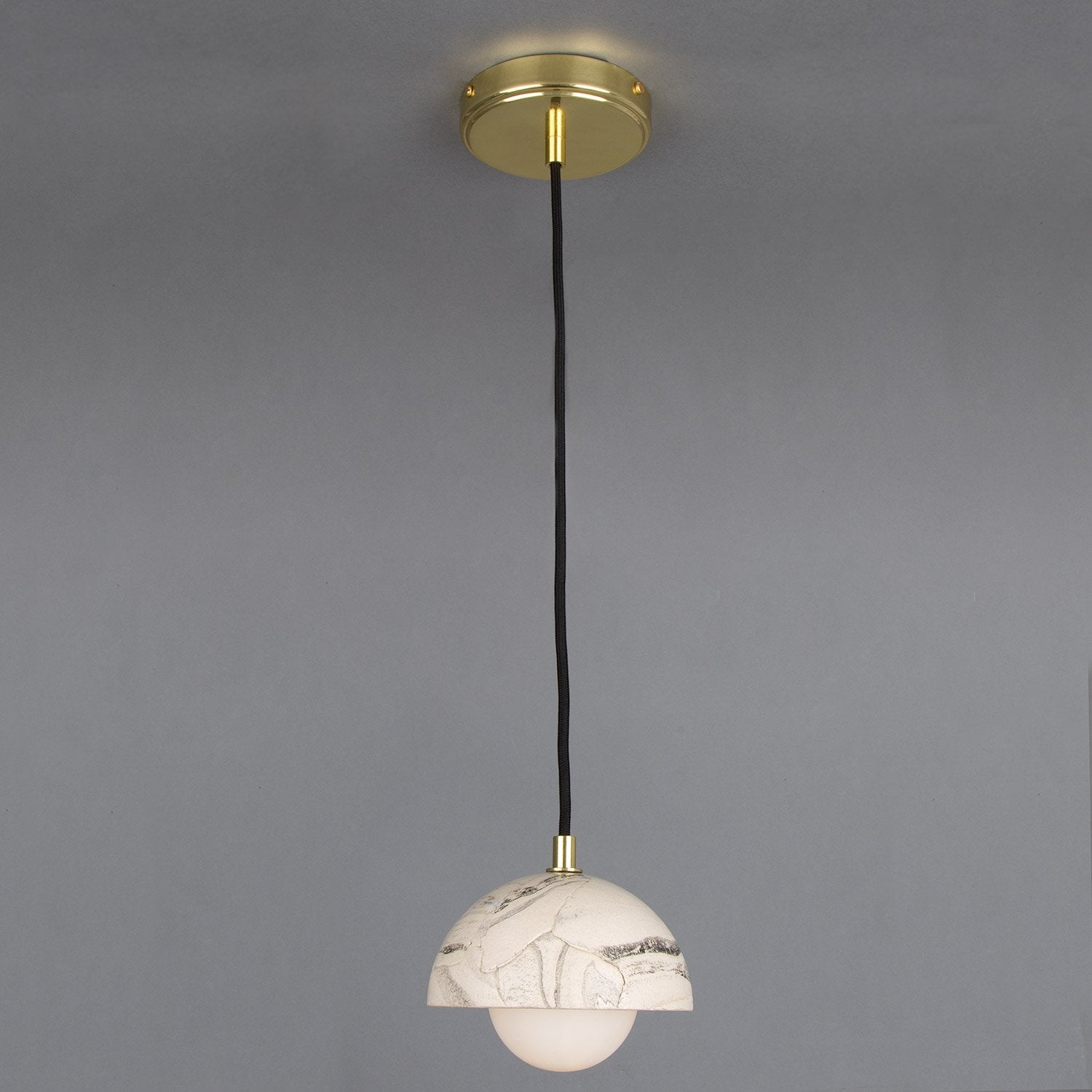 Ferox Small Marbled Ceramic Dome Pendant Light 14cm - View 4