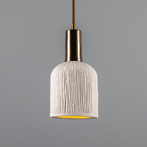 Osier Organic Ceramic Pendant Light 11.5cm, Matte White Striped - View 1