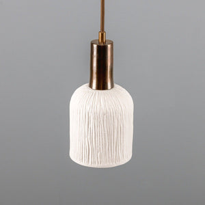 Osier Organic Ceramic Pendant Light 11.5cm, Matte White Striped - View 2