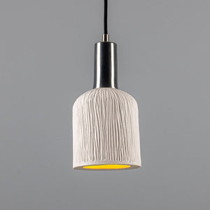 Osier Organic Ceramic Pendant Light 11.5cm, Matte White Striped - View 6