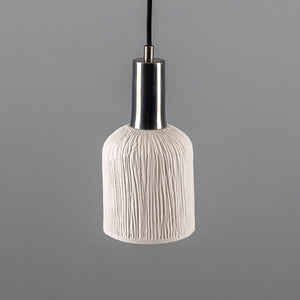 Osier Organic Ceramic Pendant Light 11.5cm, Matte White Striped - View 7