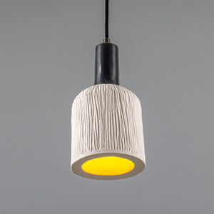 Osier Organic Ceramic Pendant Light 11.5cm, Matte White Striped - View 8