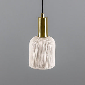 Osier Organic Ceramic Pendant Light 11.5cm, Matte White Striped - View 12