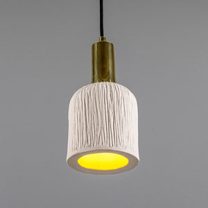 Osier Organic Ceramic Pendant Light 11.5cm, Matte White Striped - View 13