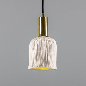 Osier Organic Ceramic Pendant Light 11.5cm, Matte White Striped - View 11