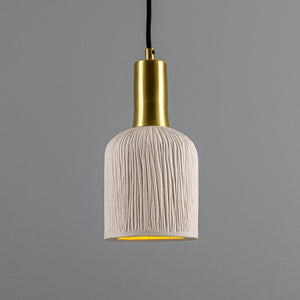 Osier Organic Ceramic Pendant Light 11.5cm, Matte White Striped - View 16