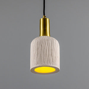 Osier Organic Ceramic Pendant Light 11.5cm, Matte White Striped - View 18