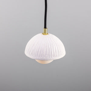 Ferox Small Ceramic Dome Pendant Light 14cm, Matte White Striped - View 3