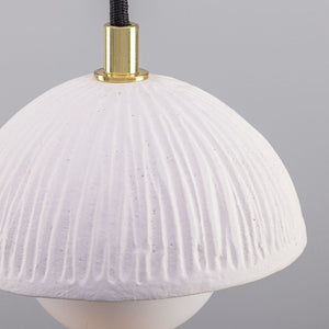 Ferox Small Ceramic Dome Pendant Light 14cm, Matte White Striped - View 4