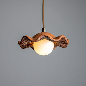 Rivale Pendant Light with Wavy Ceramic Shade, Red Iron - Main View