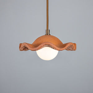 Rivale Pendant Light with Wavy Ceramic Shade, Red Iron - View 2