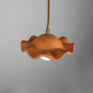 Rivale Pendant Light with Wavy Ceramic Shade, Red Iron - View 3