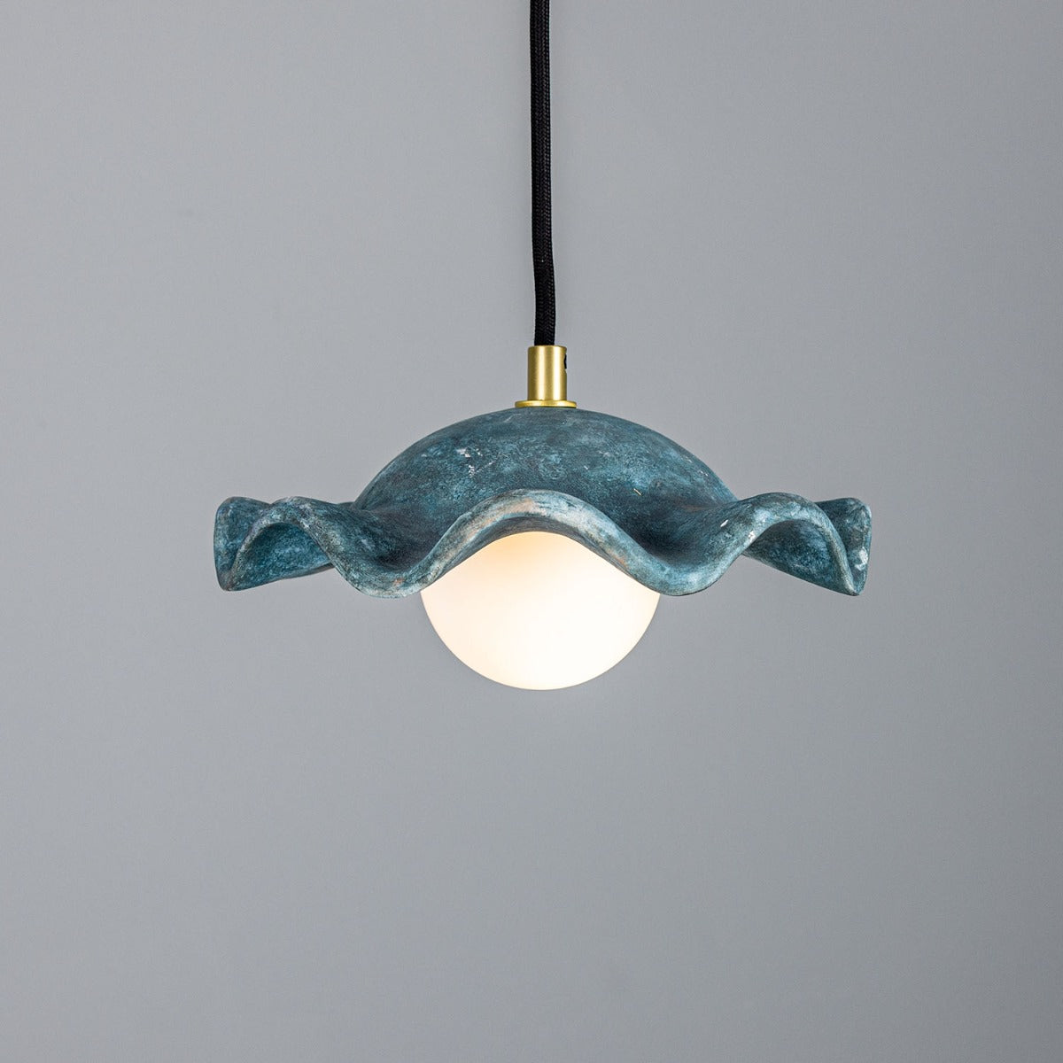 Rivale Pendant Light with Wavy Ceramic Shade, Blue Earth - View 2