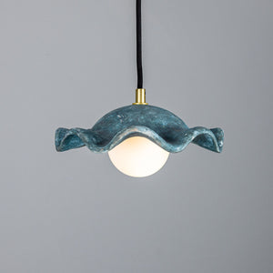 Rivale Pendant Light with Wavy Ceramic Shade, Blue Earth - View 2
