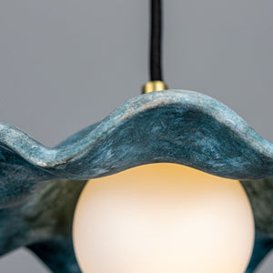 Rivale Pendant Light with Wavy Ceramic Shade, Blue Earth - View 5