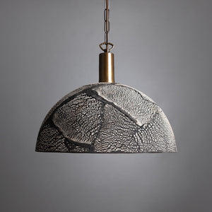 Kauri Organic Ceramic Dome Pendant Light 37cm, Black Clay - View 1