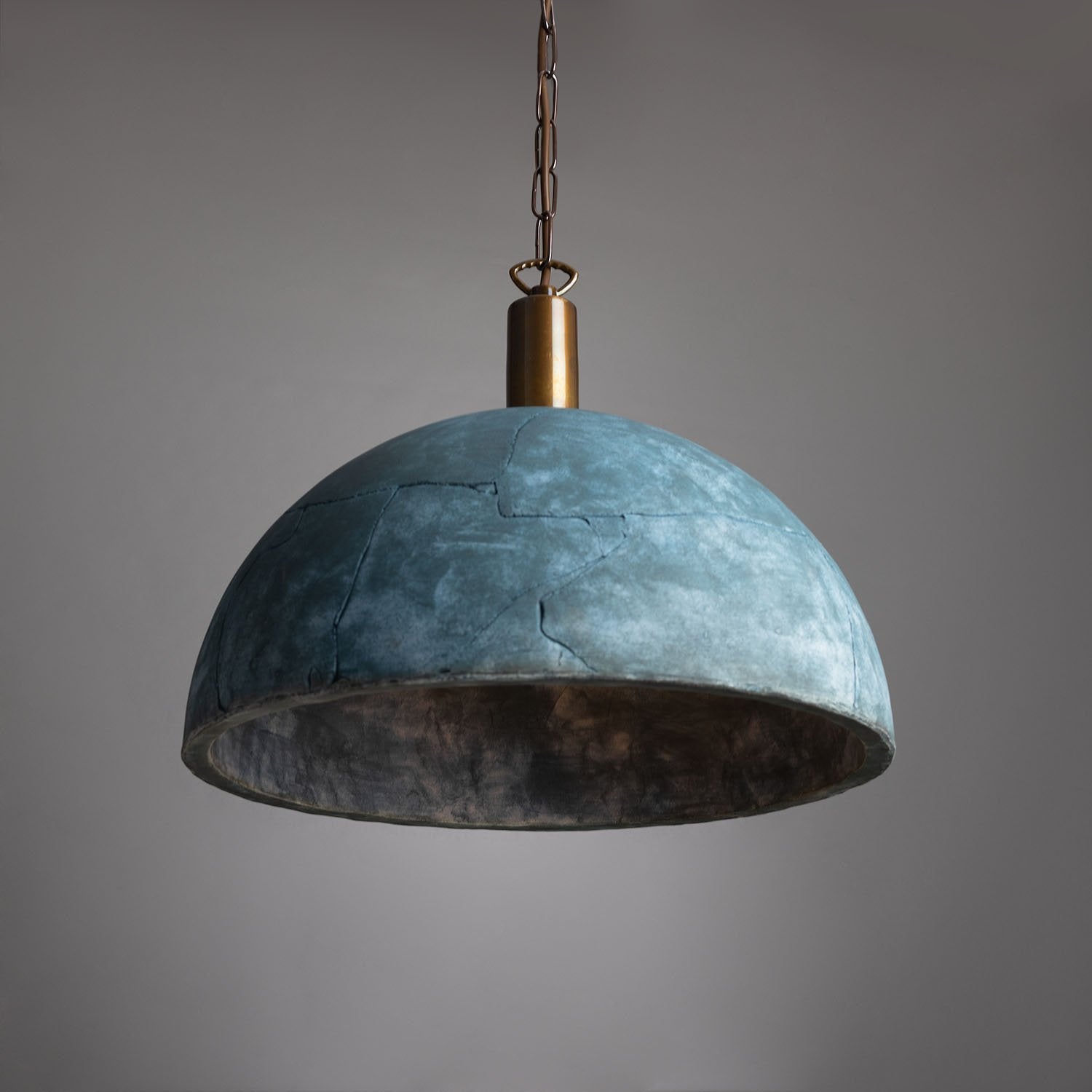 Kauri Organic Ceramic Dome Pendant Light 37cm, Blue Earth - View 2