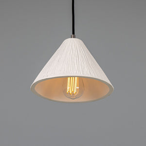 Tilia Organic Ceramic Cone Pendant Light 24cm, Matte White Striped - View 11