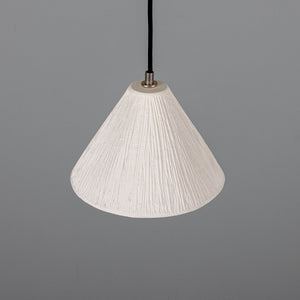 Tilia Organic Ceramic Cone Pendant Light 24cm, Matte White Striped - View 12