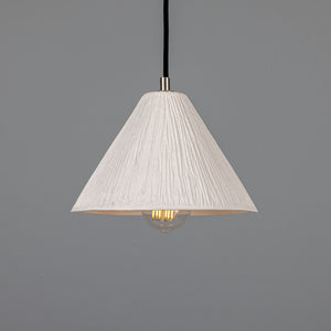 Tilia Organic Ceramic Cone Pendant Light 24cm, Matte White Striped - View 10