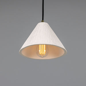 Tilia Organic Ceramic Cone Pendant Light 24cm, Matte White Striped - View 15