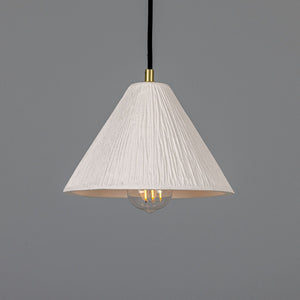 Tilia Organic Ceramic Cone Pendant Light 24cm, Matte White Striped - View 18