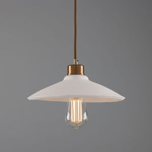 Pyrus Organic Ceramic Pendant Light 28cm, Matte White Striped - View 6