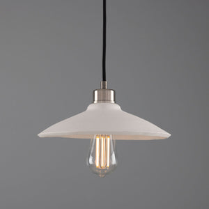 Pyrus Organic Ceramic Pendant Light 28cm, Matte White Striped - View 11