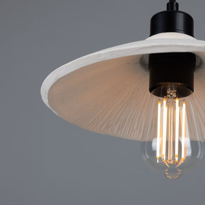 Pyrus Organic Ceramic Pendant Light 28cm, Matte White Striped - View 24