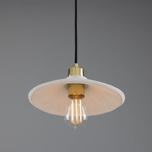 Pyrus Organic Ceramic Pendant Light 28cm, Matte White Striped - View 17
