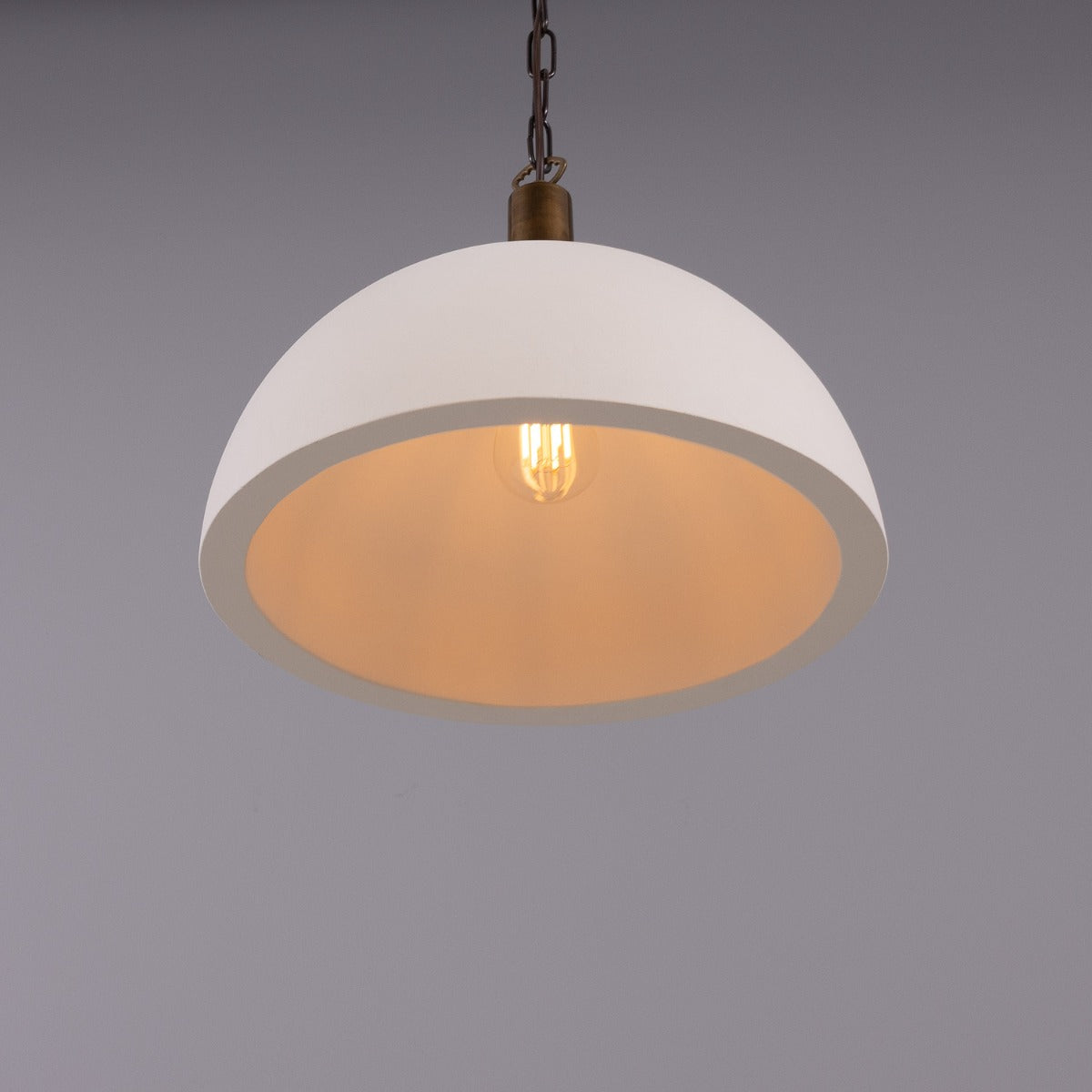 Kauri Rounded Dome Pendant Light, Matte White 37cm IP20 - View 2