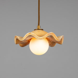 Rivale Pendant Light with Wavy Ceramic Shade, Oatstone 21cm IP20 - Main View