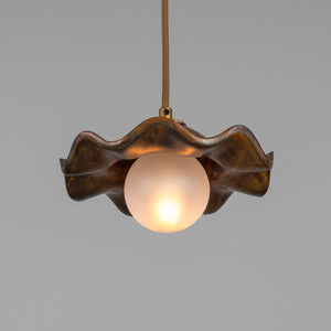 Rivale Pendant Light with Wavy Ceramic Shade, Rust Iron 21cm IP20 - View 8