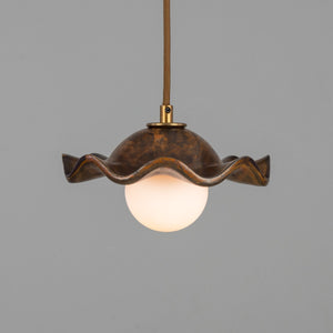 Rivale Pendant Light with Wavy Ceramic Shade, Rust Iron 21cm IP20 - View 14